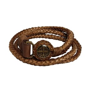 Pulseira de Couro Marrom 2 Voltas São Bento - Unissex