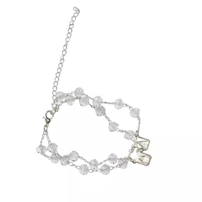 Pulseira Escapulário Semi Cristal de Nossa Senhora Aparecida Prata