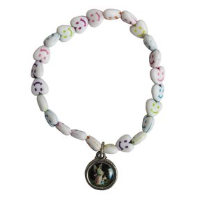 Pulseira Infantil Corações Sorrindo e Medalha do Anjo da Guarda