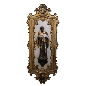 Quadro São Benedito de Resina com Suporte em Madeira - 2 mt x 76 cm