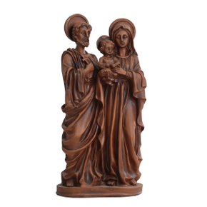 Imagem da Sagrada Família Menino Jesus Colo Resina Efeito Madeira - 30 cm