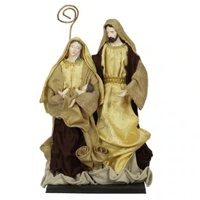 Presépio Importado de Resina Tecido Marrom Dourado - 40 cm