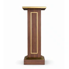 Coluna Pedestal em Madeira Escura para Imagens Detalhe Dourado - 1 mt x 30 cm x 30 cm