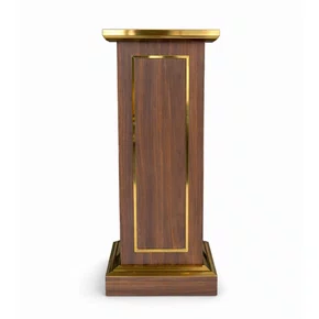 Coluna Pedestal em Madeira Escura para Imagens Detalhe Dourado - 1 mt x 40 cm x 40 cm
