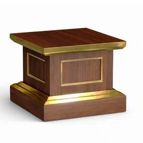 Coluna Pedestal em Madeira para Imagens Detalhe Dourado - 40 cm x 40 cm x 40 cm