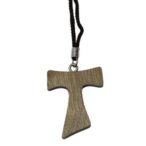 Tau em Madeira e Cordão com Três Nós 34 cm