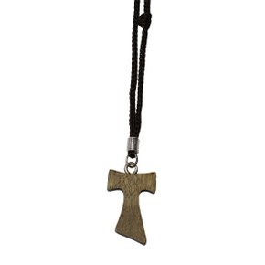 Tau em Madeira Imbuia e Cordão com Três Nós 34 cm