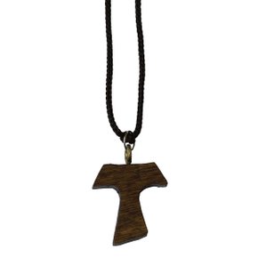 Tau Madeira Escura Cordão Com Três Nós 34 cm