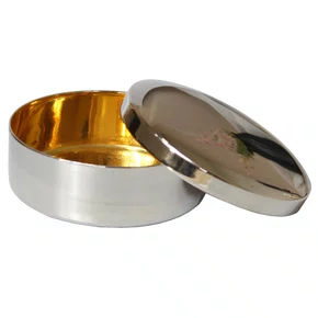 Teca Prata Lisa com Interior Dourado - 8 cm