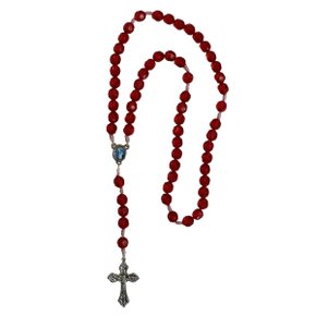 Terço Acrílico Vermelho Nossa Senhora Das Graças - 10 mm