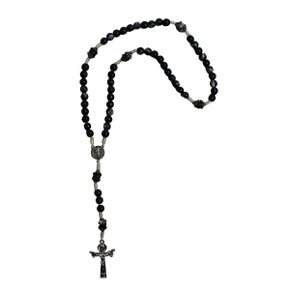 Terço São Bento Barbante Perolizado Preto 6 mm