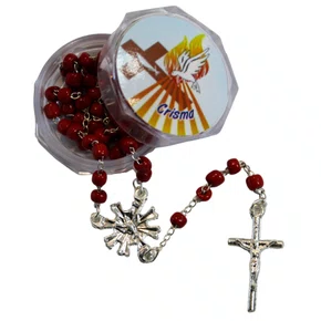 Terço Crisma Acrílico Vermelho Caixa Acrílica 4 mm Terço Crisma Acrílico Vermelho Caixa Acrílica 4 mm