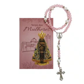 Terço Das Mulheres Conta Pérola Rosa 5 mm