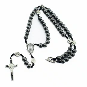 Terço de Nossa Senhora Aparecida Hematita - 8 mm