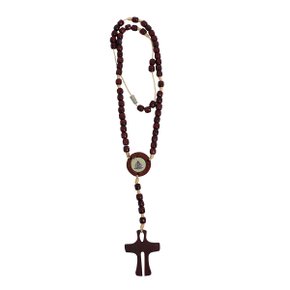 Terço de Madeira Vermelha Nossa Senhora Aparecida 6 mm