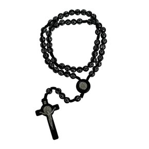 Terço de Nossa Senhora Aparecida Conta Cruz Preto 10mm