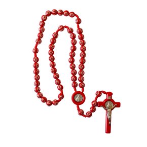 Terço de Nossa Senhora Aparecida Conta Cruz Vermelha 10mm