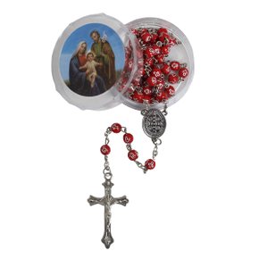 Terço de Nossa Senhora Aparecida Conta Cruz Vermelho 5 mm