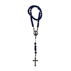 Terço de Nossa Senhora Aparecida Contas de Camurça Azul 8 mm