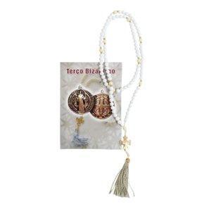 Terço de Oração de Bizantino Branco com Oração 6 mm