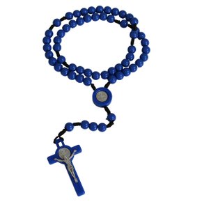 Terço de São Bento Contas Lisa Azul 8 mm