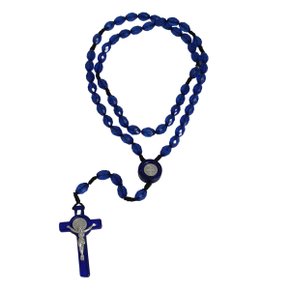 Terço de São Bento Lapidado Azul 8 mm