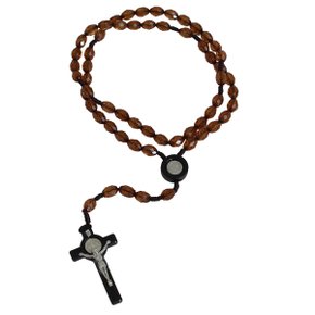 Terço de São Bento Lapidado Marrom 8 mm