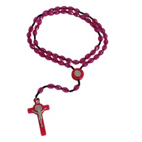 Terço de São Bento Lapidado Rosa 8 mm