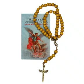 Terço de São Miguel Arcanjo Conta Marrom - 8 mm