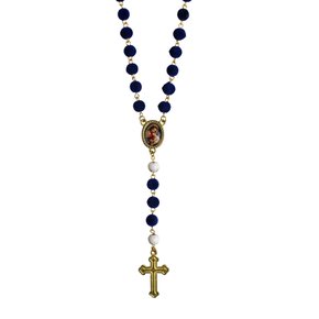 Terço de Dia das Mãe Azul Camurça - 6 mm