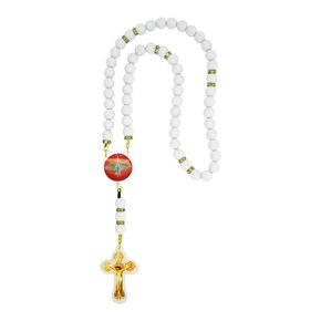 Terço Divino Espírito Santo Branco ABS Contas 10 mm
