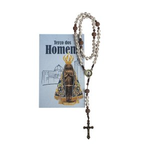 Terço de Nossa Senhora Aparecida Contas Bege Cruz - 6 mm