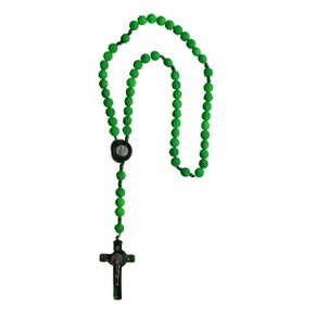 Terço Emborrachado Botão de Rosas de Nossa Senhora Aparecida Verde 10 mm