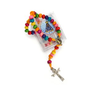 Terço Infantil de Madeira Colorida Nossa Senhora Aparecida