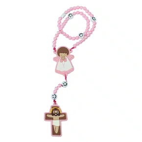 Terço Infantil Emborrachado Rosa 6 mm