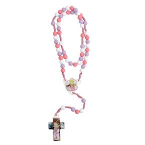 Terço Infantil Rosa com Folheto 8 mm