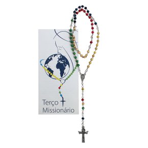 Terço Inox Missionário com Folheto 4 mm