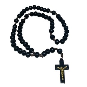 Terço Madeira Preto Crucifixo 8mm