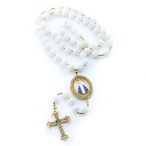 Terço Noiva de Nossa Senhora Aparecida Crespo Branca - 12 mm