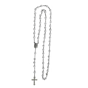 Terço Nossa Senhora Aparecida Botão de Rosa Branco 8 mm