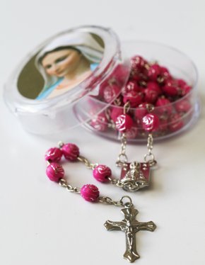 Terço Nossa Senhora Aparecida Botão Rosa - 8mm 