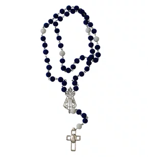 Terço Nossa Senhora Aparecida Camurça Azul - 54 cm 