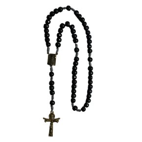 Terço Nossa Senhora Aparecida Preto Medalha Ouro Velho 10 mm