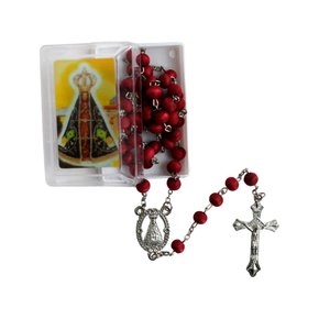 Terço Nossa Senhora Perfumado Madeira Vermelha - 6 Mm