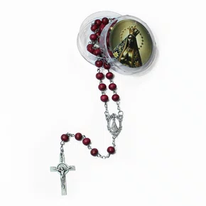 Terço Nossa Senhora Perfumado Madeira Vermelha - 6 mm