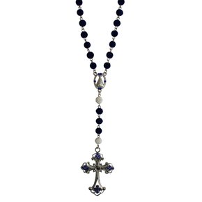 Terço Nossa Senhora Aparecida Camurça Azul - 54 cm 