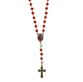 Terço de Nossa Senhora Guadalupe Semi Cristal Laranja - 8 mm