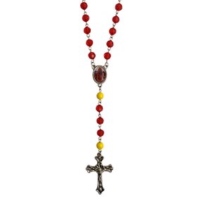 Terço de Nossa Senhora de Guadalupe Semi Cristal Vermelho - 7 mm