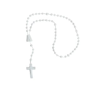 12 unid - Terço Nylon Branco Leitoso P