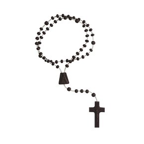 12 unid - Terço Nylon Marrom Leitoso Entremeio Sag Coração de Jesus e Nossa Senhora Aparecida 27cm